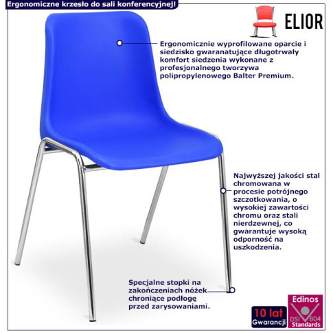 Infografika metalowe niebieskie krzesło konferencyjne Hisco 4X