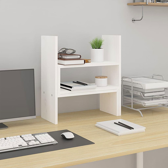 Wizualizacja sosnowej półki na biurko Dajnor kolor biały