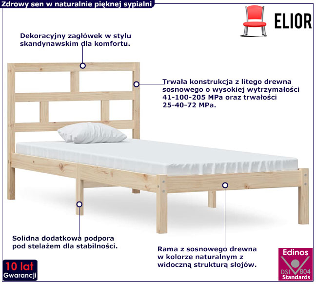 naturalne sosnowe łóżko Rango 3X
