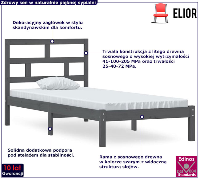 szare łóżko Adia 3X