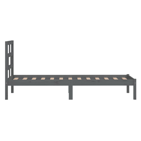 szare drewniane łóżko z zagłówkiem Bente 3X