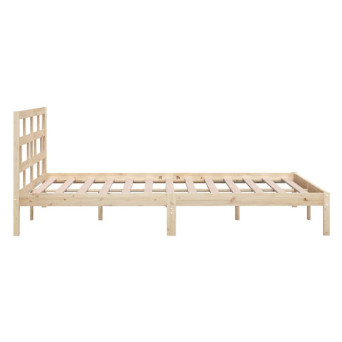 naturalne drewniane łóżko z zagłówkiem Bente