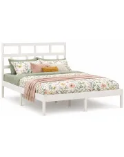 Białe drewniane łóżko z zagłówkiem 120x200 - Adia 4X w sklepie Edinos.pl