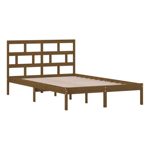 brązowe drewniane łóżko Bente 4X