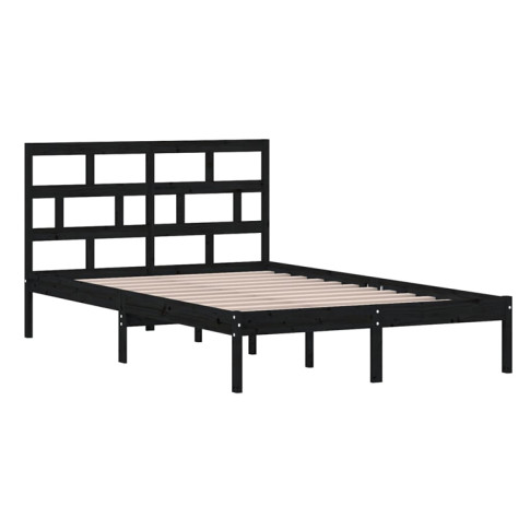 czarne drewniane łóżko Bente 4X