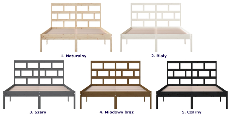 kolory sosnowego łóżka Adia 5X