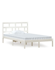 Białe dwuosobowe łóżko drewniane 140x200 - Bente 5X w sklepie Edinos.pl