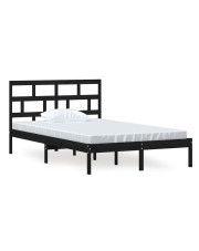 Czarne drewniane łóżko dwuosobowe 140x200 - Bente 5X w sklepie Edinos.pl