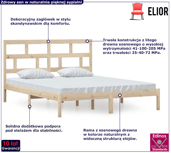 sosnowe podwójne łóżko Adia 6X