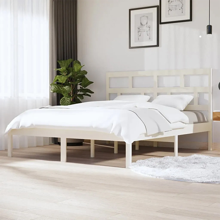 aranżacja z białym drewnianym łóżkiem Bente 6X