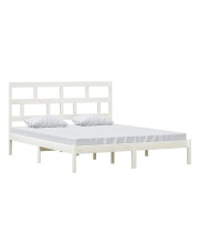 Białe drewniane podwójne łóżko 160x200 - Bente 6X w sklepie Edinos.pl