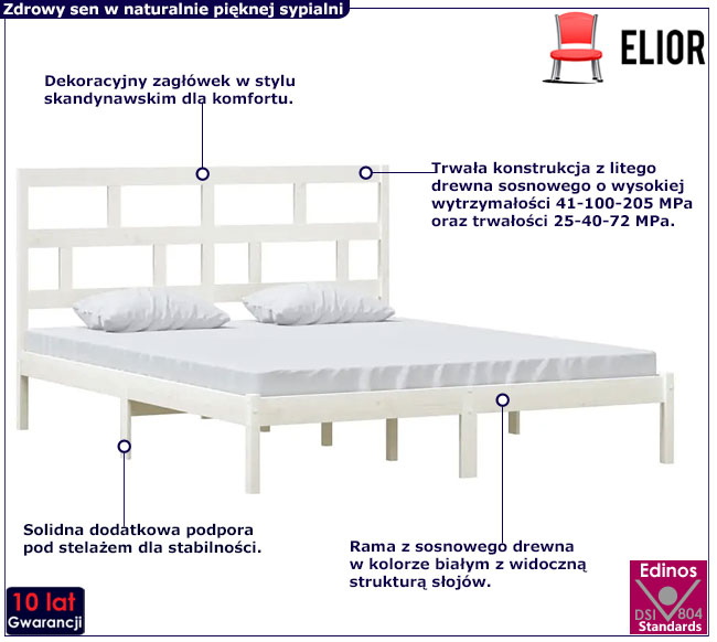 białe sosnowe łóżko Adia 6X