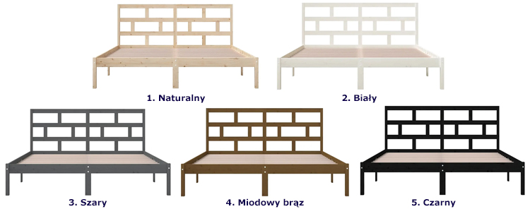 kolory drewnianego łóżka Bente 6X