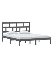 Szare dwuosobowe łóżko z litego drewna 160x200 - Bente 6X w sklepie Edinos.pl