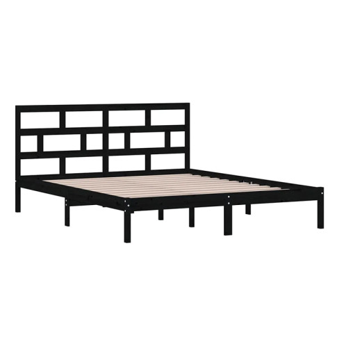 czarne drewniane łóżko Bente 6X