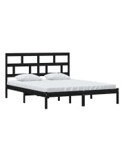 Czarne podwójne łóżko z litego drewna 160x200 - Bente 6X w sklepie Edinos.pl