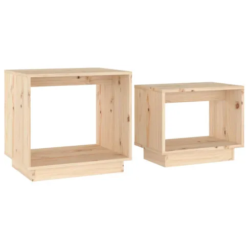 Drewniany zestaw 2 sosnowych stolików kawowych Acos