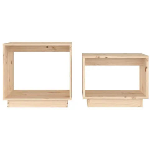 Komplet 2 sosnowych stolików kawowych drewnianych Acos