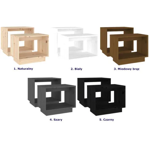 Kolory drewnianego komplet 2 stolików kawowych Axos