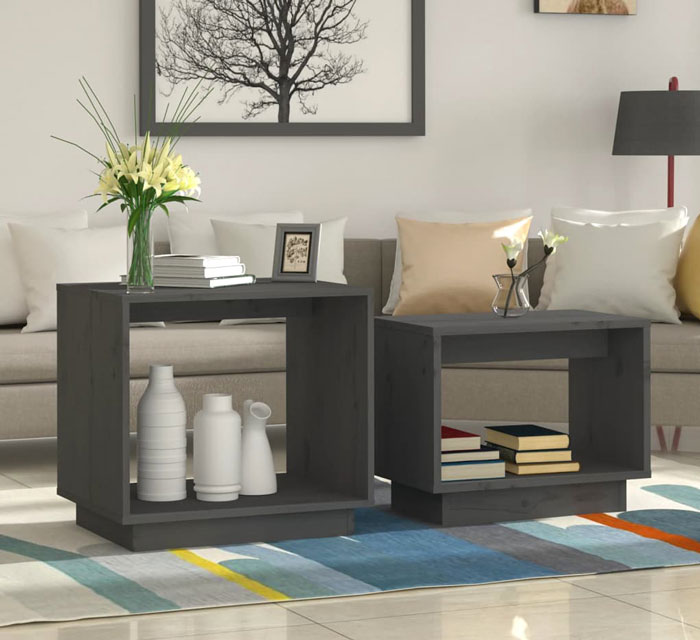 Salon z wykorzystaniem szarych stolików kawowych 2w1 Otranto