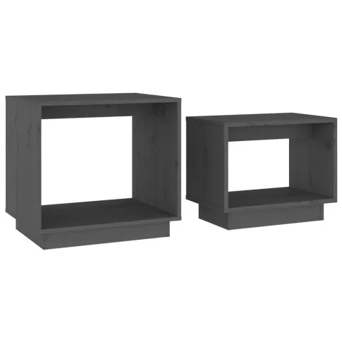 Zestaw 2 szarych stolków kawowych drewnianych Axos