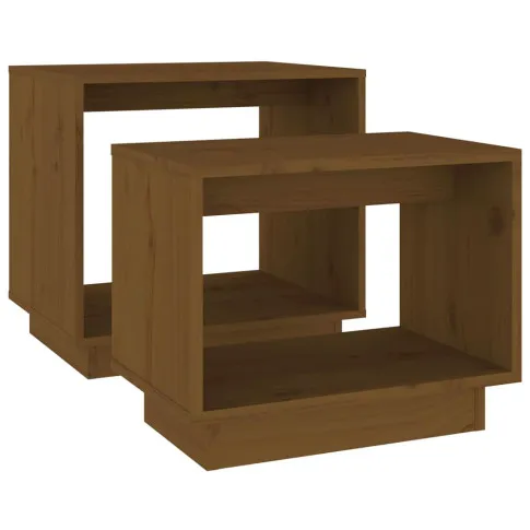 Zestaw stolików kawowych drewnianych 2w1 miodowy brąz Acos