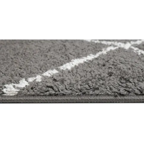 Szary chodnik dywanowy shaggy na metry w kratkę Befi 4X