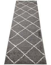 Szary chodnik dywanowy shaggy w kratkę - Befi 4X w sklepie Edinos.pl