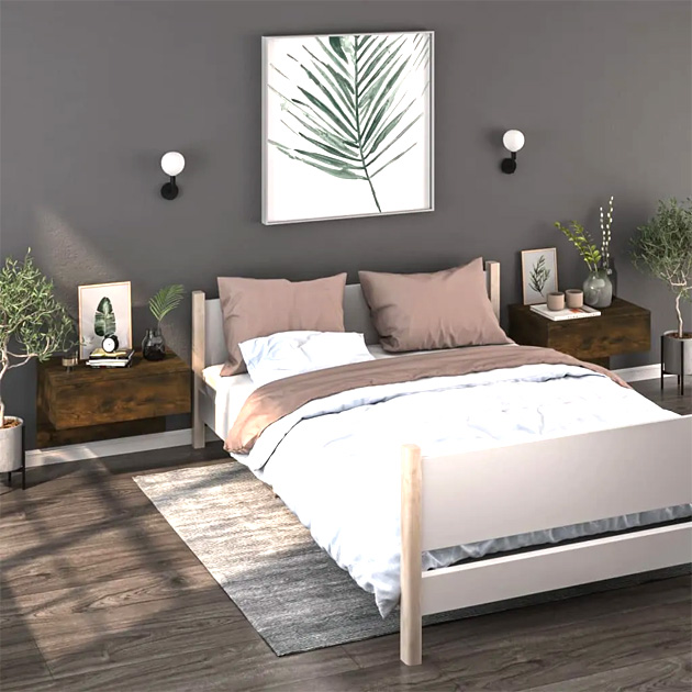 Szafki nocne w kolorze wędzonego drewna Eldomi