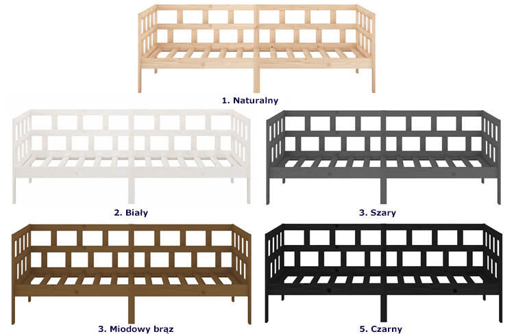 kolory łóżka drewnianego Sonja 3X