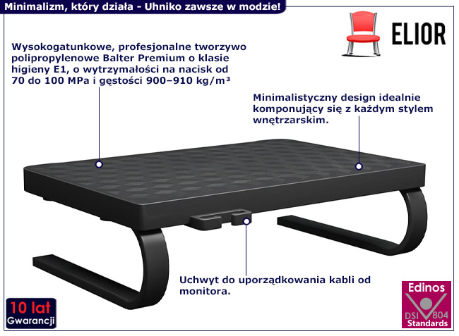 Czarna nowoczesna półka na biurko Rokola