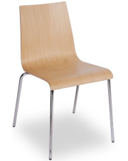 Drewniane krzesło sztaplowane naturalny + chrom - Gixo 3X w sklepie Edinos.pl
