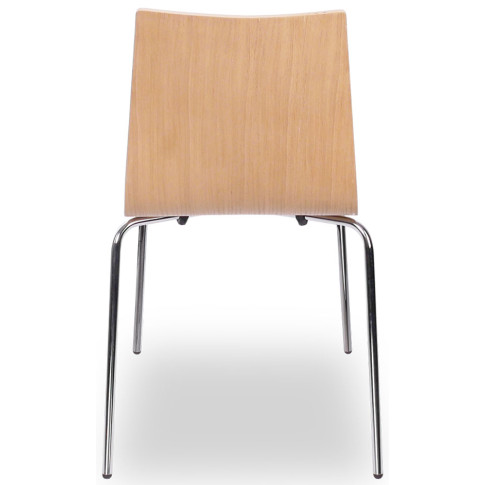 Nowoczesne drewniane krzesło konferencyjne naturalne na chromowanej podstawie Gixo 3X