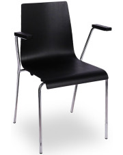 Krzesło konferencyjne z podłokietnikami czarny + chrom - Gixo 4X