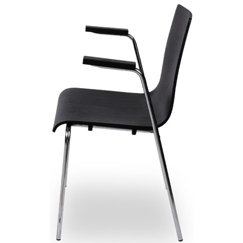 Czarne krzesło konferencyjne chromowane z podłokietnikami Gixo 4X