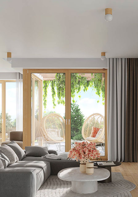 Drewniany plafon ze szklanym kloszem A434-Baxo