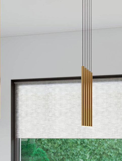 Złota lampa wisząca potrójna tuba A379-Amot