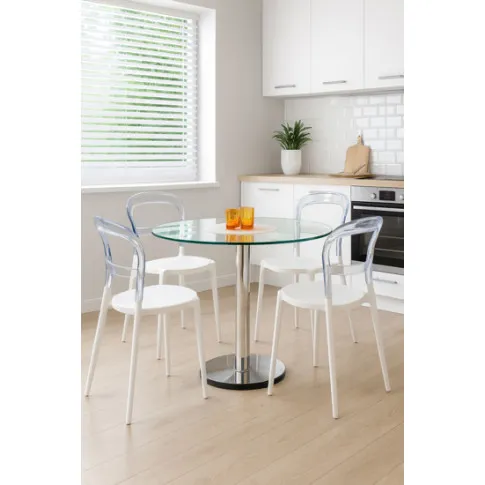 Zdjęcie szklany okrągły stół ma jednej nodze Tawalo | Edinos.pl