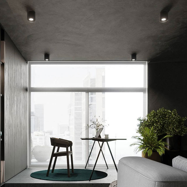 Czarny minimalistyczny plafon tuba A405-Nino