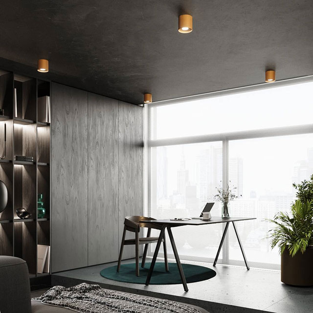 Złoty minimalistyczny plafon tuba A405-Nino