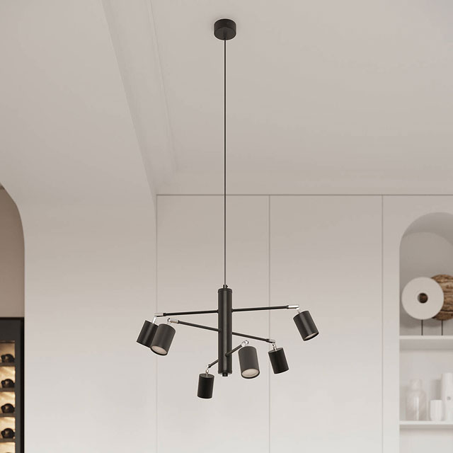 Czarny żyrandol reflektorowy loft C491-Dalina