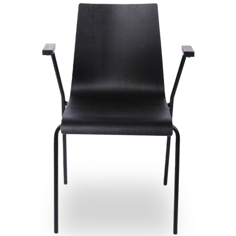 Metalowe krzesło konferencyjne z drewnianym siedziskiem i podłokietnikami Gixo 4X