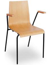 Drewniane krzesło konferencyjne naturalny + czarny - Gixo 4X w sklepie Edinos.pl