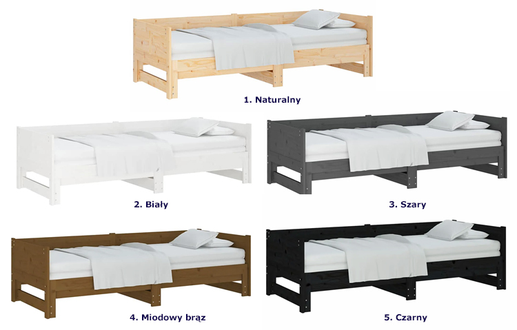 kolory drewnianego łóżka rozsuwanego Randy 3X