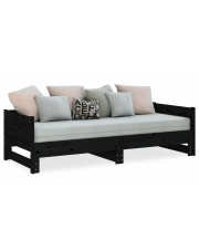 Czarne łóżko rozsuwane z litego drewna 2x(80x200) cm - Randy 3X w sklepie Edinos.pl