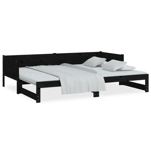 Czarna drewniana rozsuwana sofa Randy 4X