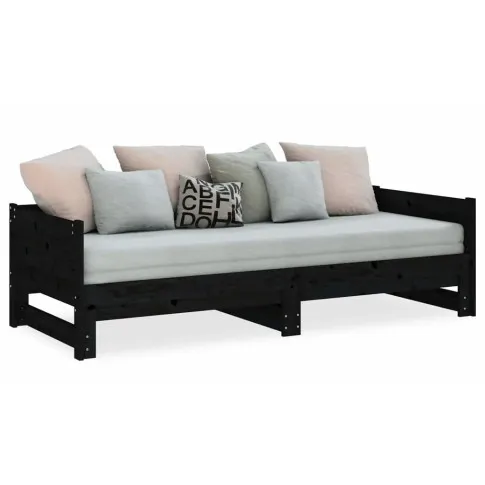 Czarne sosnowe  rozkładane łóżko sofa Randy 4X