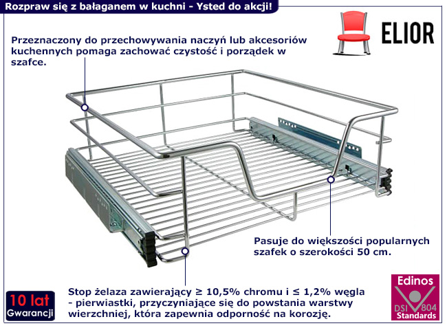 Wysuwany kosz na naczynia do szafki Ysted