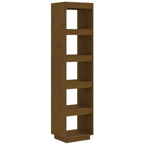 Drewniany regał skandynawski wysoki 5 półek miodowy brąz Wajos 5X