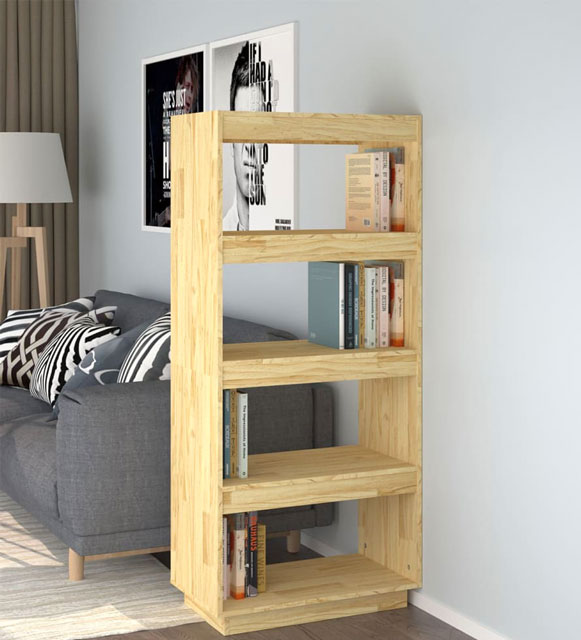 Wnętrze nowoczesne z zastosowaniem sosnowego regału Lika 8X